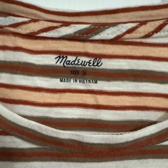 Madewell Brown and White Striped Short Sleeve Tee - Picture 2 of 2